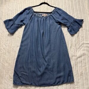 Philosophy Republic Clothing Blue Tencel Bell Sleeve Off Shoulder Dress Large